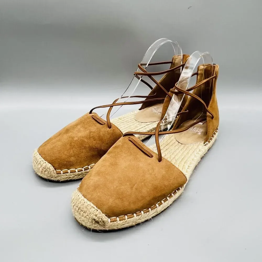 Eileen Fisher Sandals Womens 10 Brown Suede Espadrille Ankle Lace Up Shoes